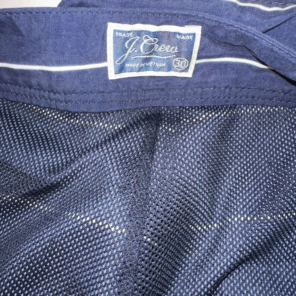 J Crew Men’s 30 W Swim Trunks Navy Cape Cod Shorts Striped New England